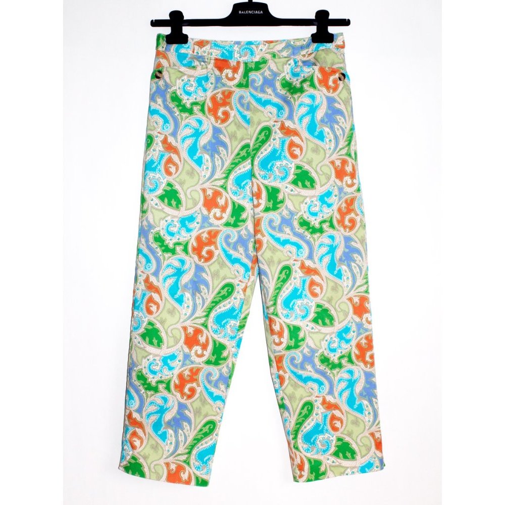 Vintage 90s Talbots Geometric Paisley Print Stretch Cotton Pants